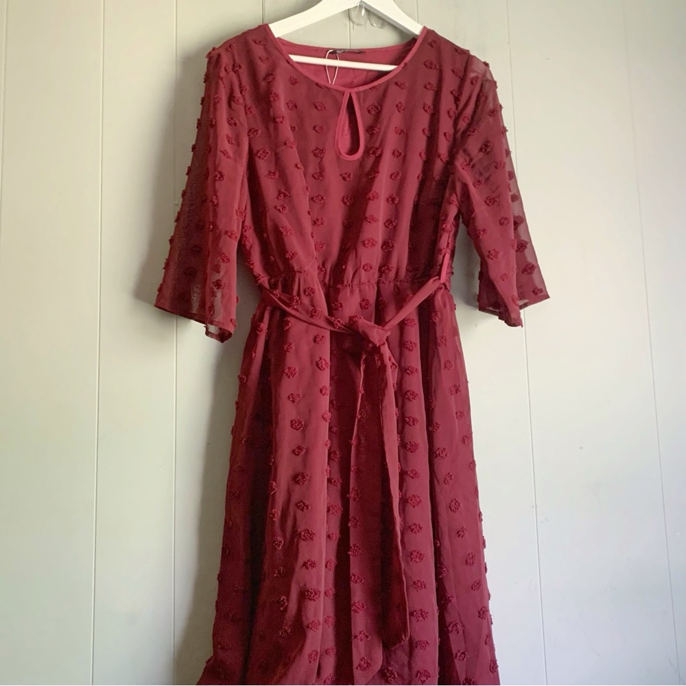 BLOOMCHIC Women's Swissdot Midi Dress New no tags 12